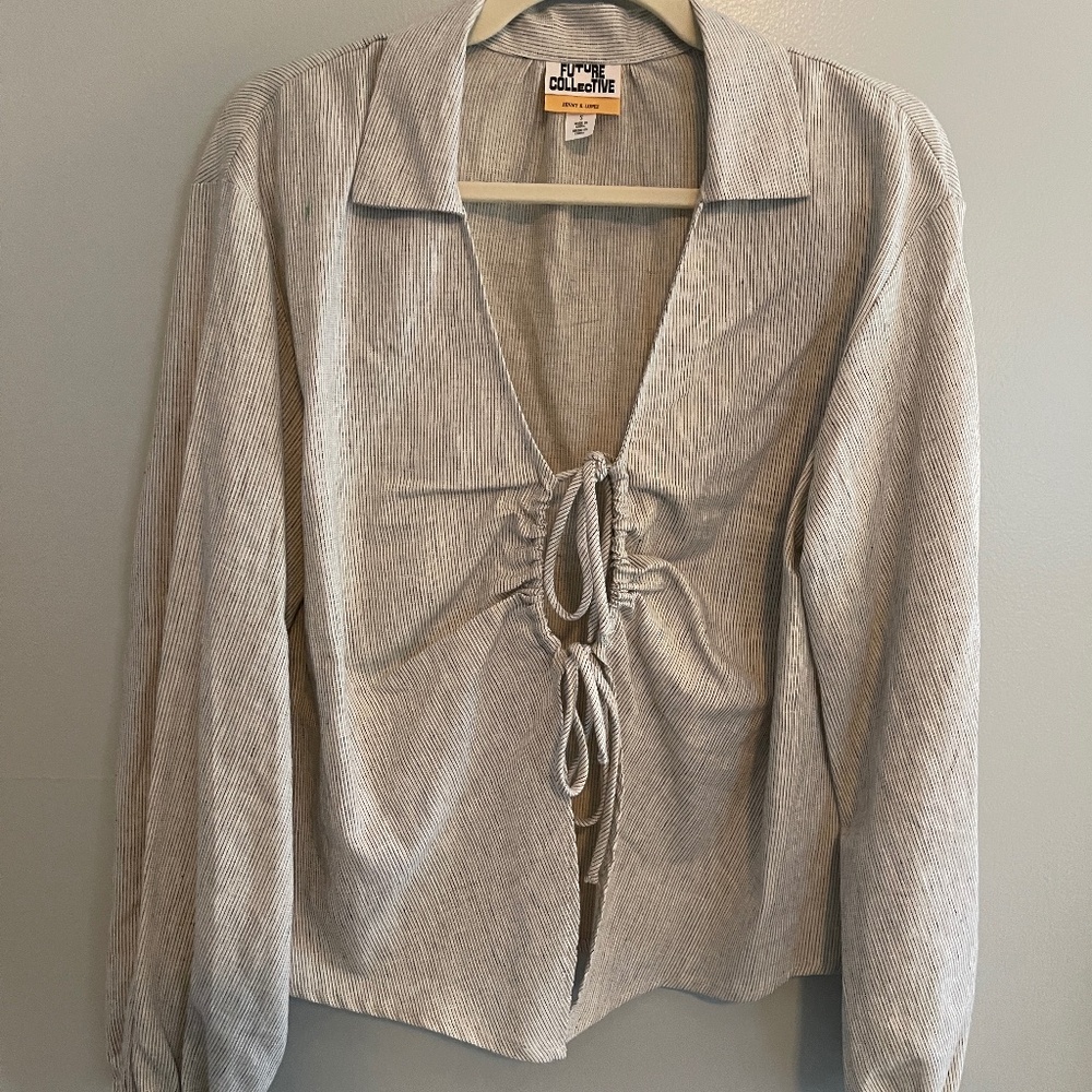 Future Collective Striped Summer Tie Front shirt